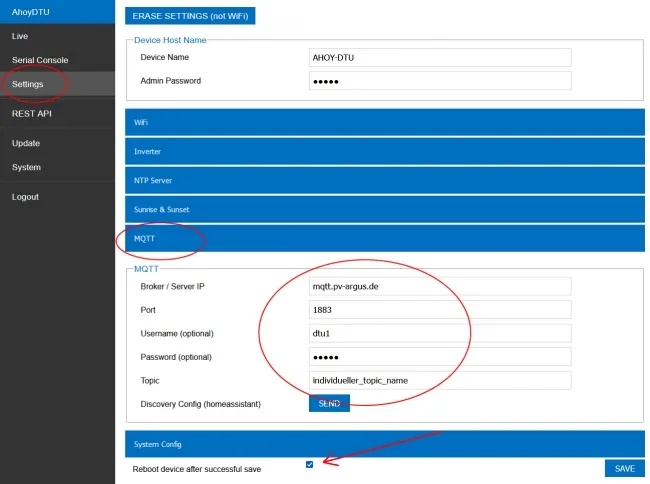 MQTT ahoy DTU einrichten